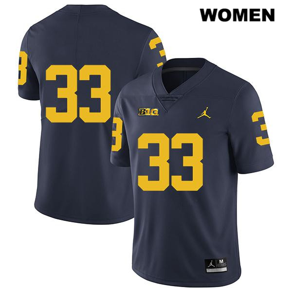 Women's NCAA Michigan Wolverines Camaron Cheeseman #33 No Name Navy Jordan Brand Authentic Stitched Legend Football College Jersey SN25R52BJ